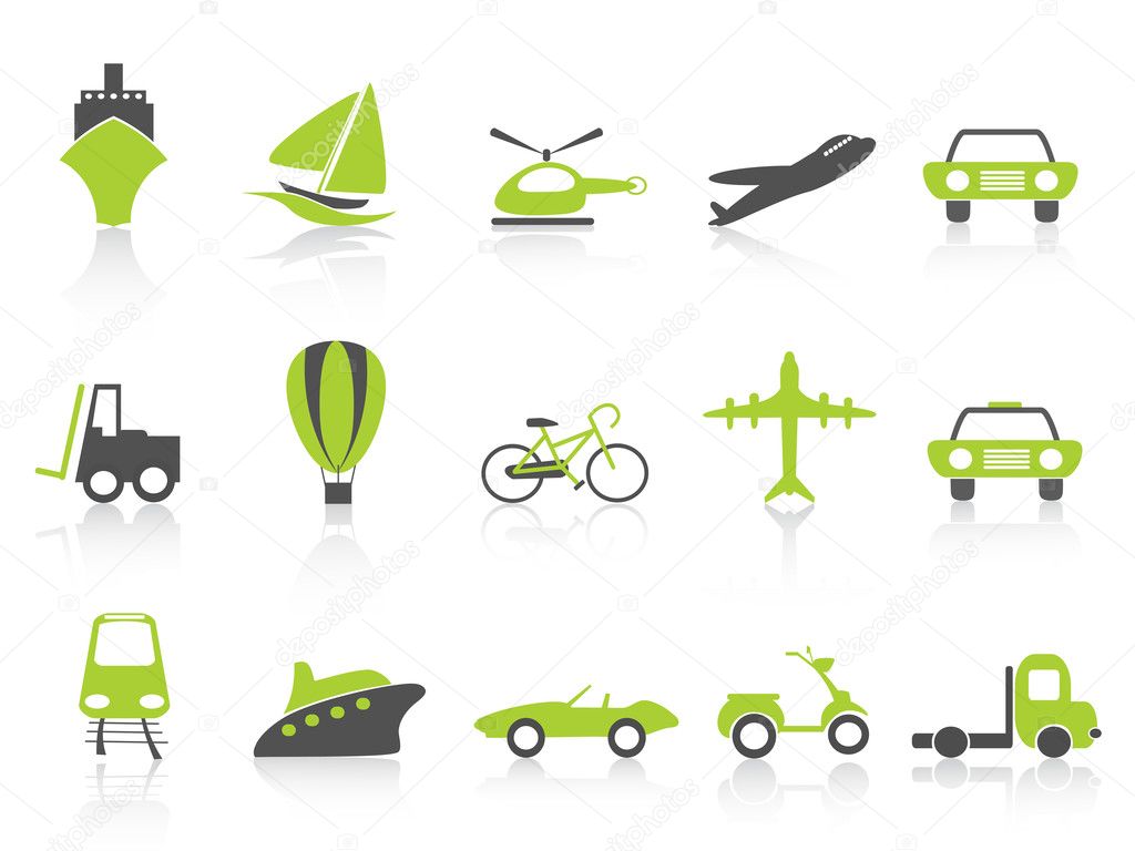 Transportation icons nature green series