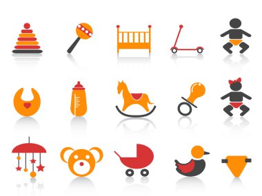 Simple baby icons set clipart