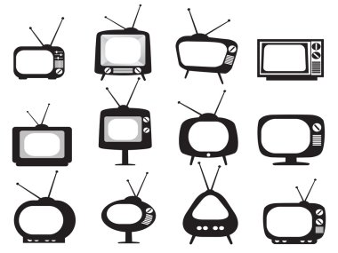 siyah retro televizyon simgeler