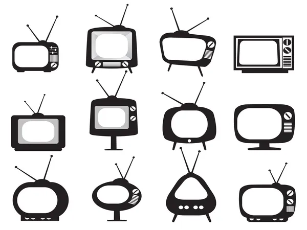 Schwarze Retro-TV-Symbole — Stockvektor