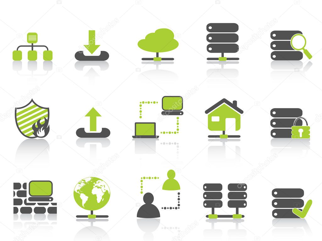 Green network server hosting icons