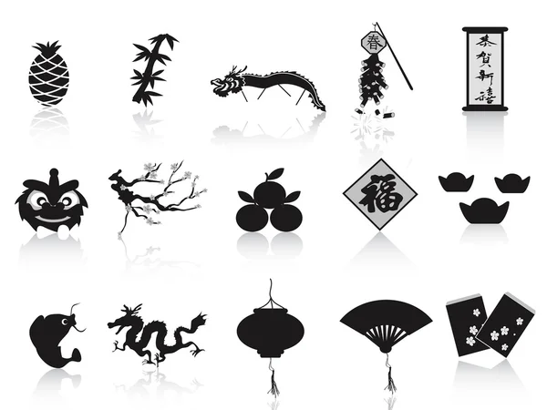 Icono de año nuevo chino negro — Archivo Imágenes Vectoriales