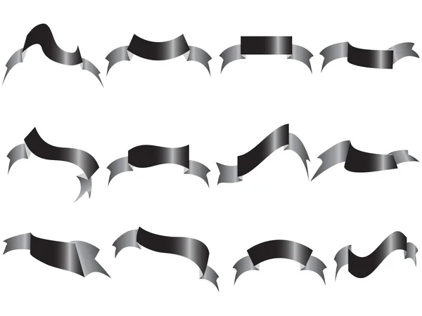 Black ribbons on white background — Stock Vector