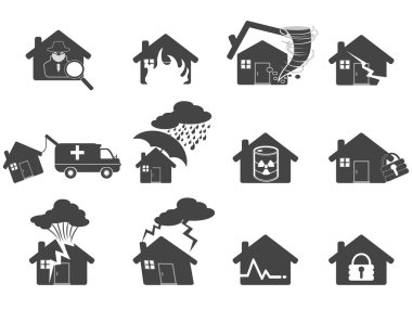 Set of house disaster icon clipart