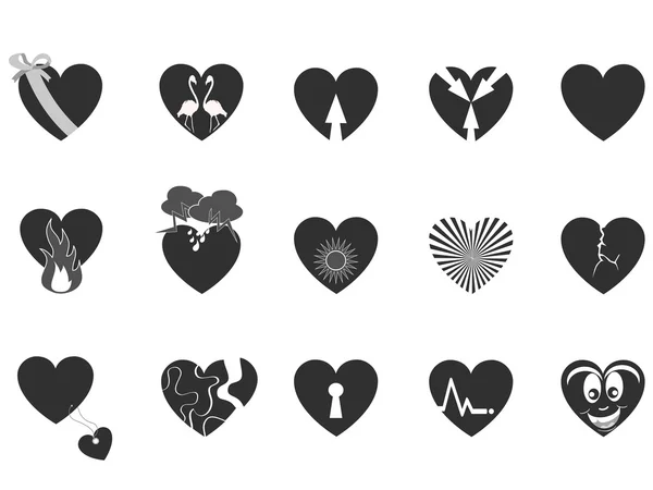 Negro corazón amoroso icono — Vector de stock