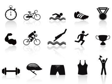 Triathlon sport icon set clipart