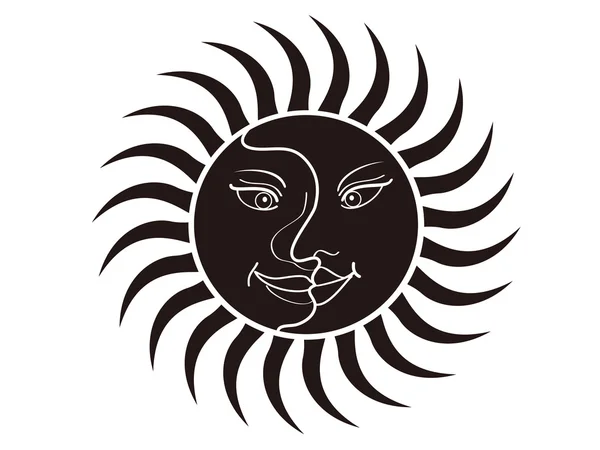 Sun and moon face — Stock Vector