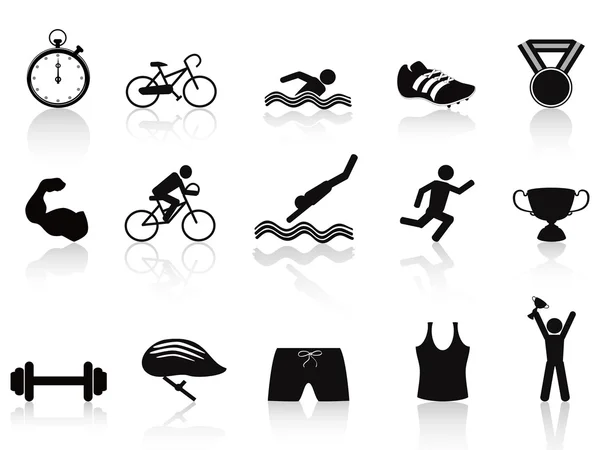 Triathlon sport Ikonuppsättning Royaltyfria illustrationer