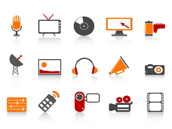 Set di icone semplici strumenti multimediali — Vettoriale Stock