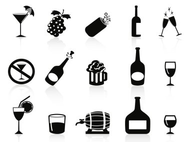 Black drinks and beverages icons clipart