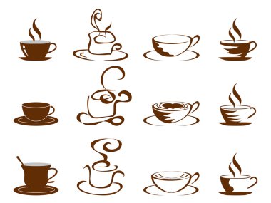 Kahve kupaları Icon set