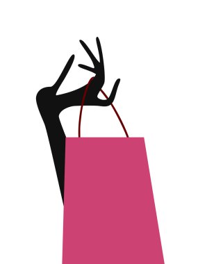 Lady hand with shopping bag clipart