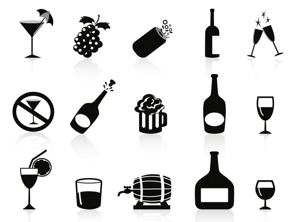 Iconos de bebidas y bebidas negras — Archivo Imágenes Vectoriales