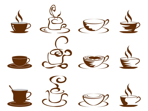 Koffie cups pictogrammenset — Stockvector