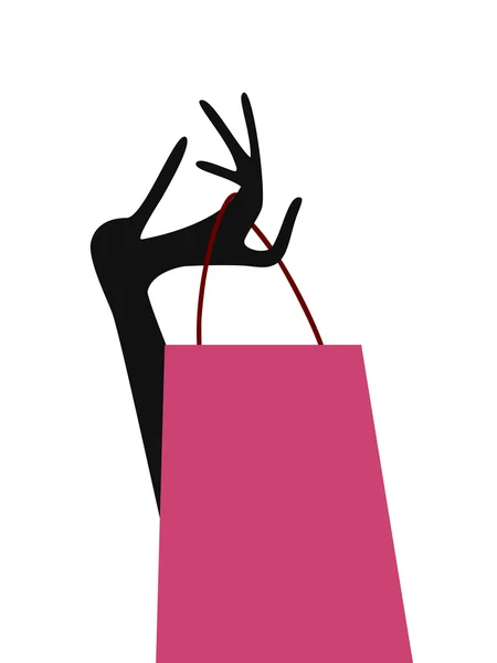 Hölgy kezét bevásárló táska — Stock Vector