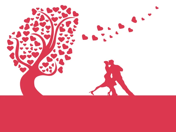 Amour coeur arbre — Image vectorielle