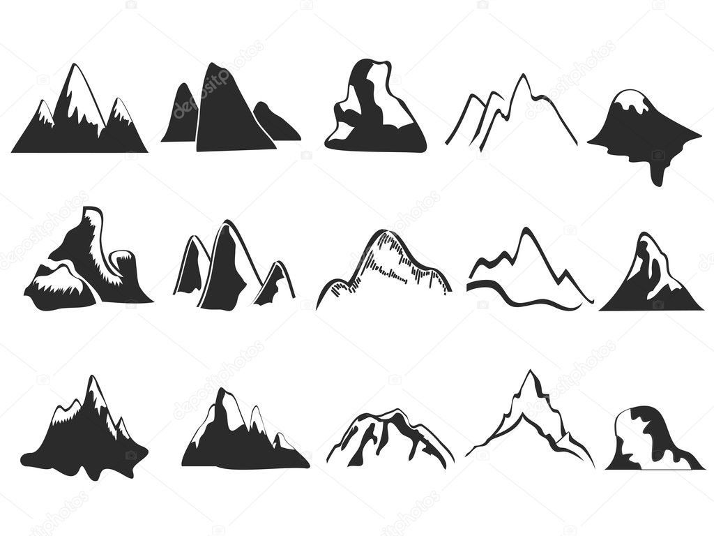 Black white mountain imágenes de stock de arte vectorial | Depositphotos
