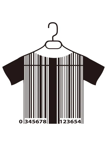 Barcode T-Shirt auf Kleiderbügel — Stockvektor