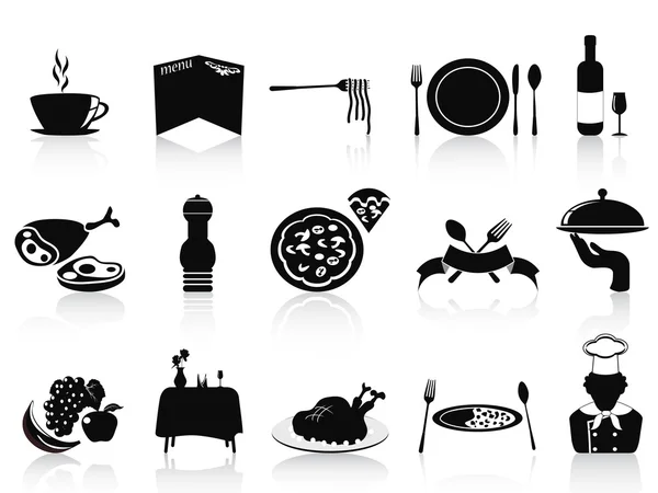 Zwarte restaurant icons set — Stockvector