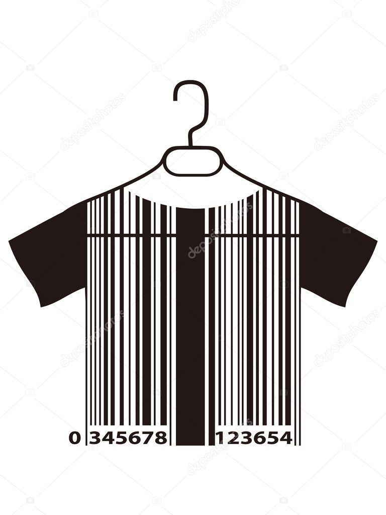 Barcode T-shirt on cloth hanger