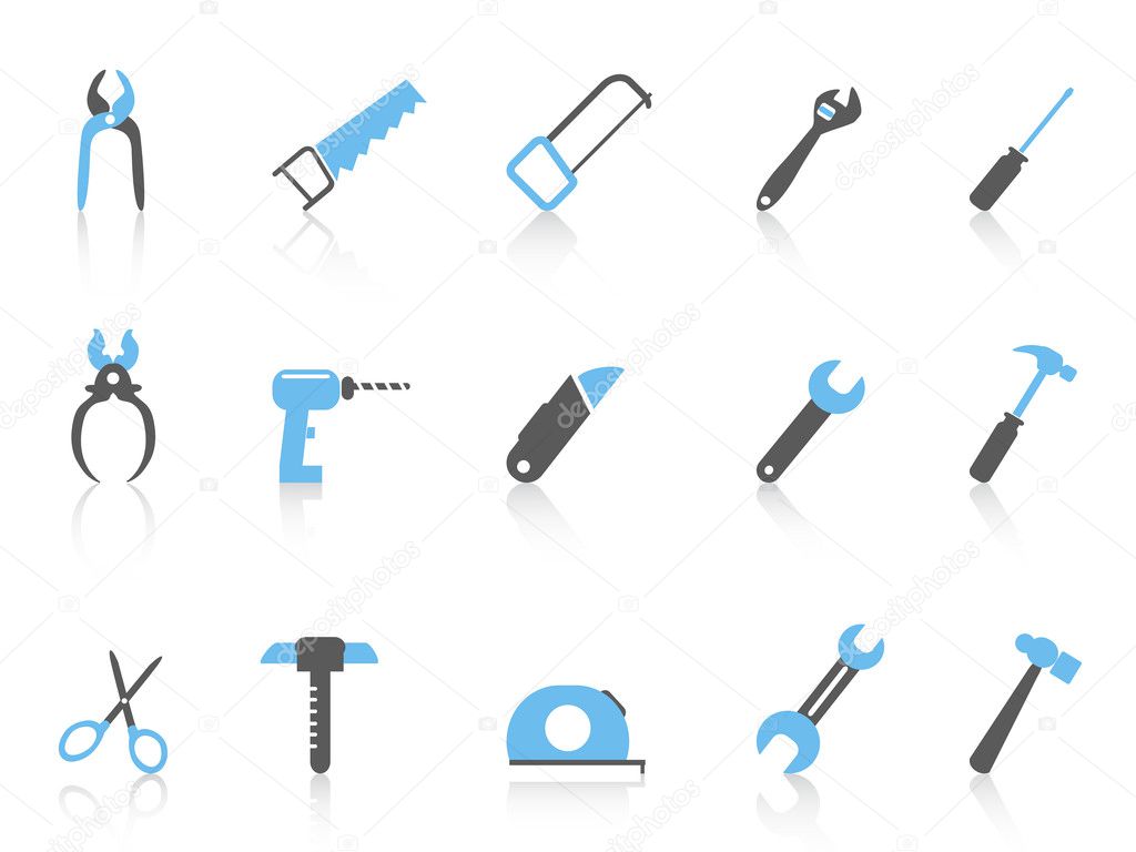 Simple hand tool icons,color series