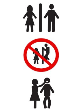 özel tuvalet işaretleri, erkek ve kadın