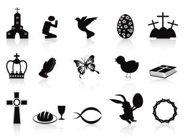 Black easter icons set clipart