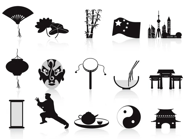 Conjunto de iconos chinos negros — Vector de stock