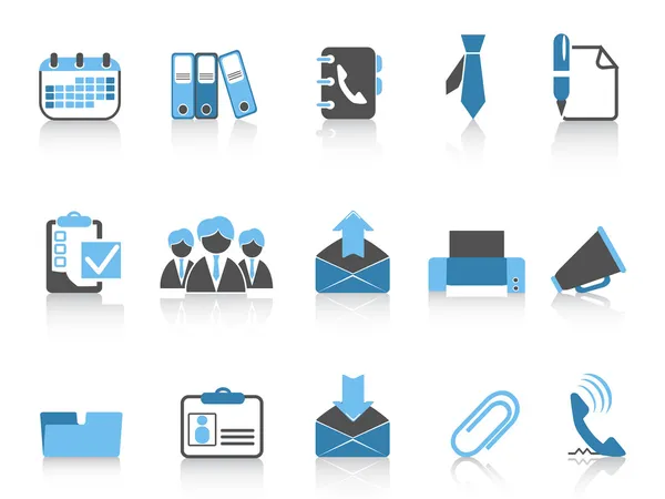 Büro- und Business-Ikonen blaue Serie — Stockvektor