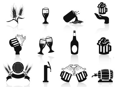 Black beer icons set clipart