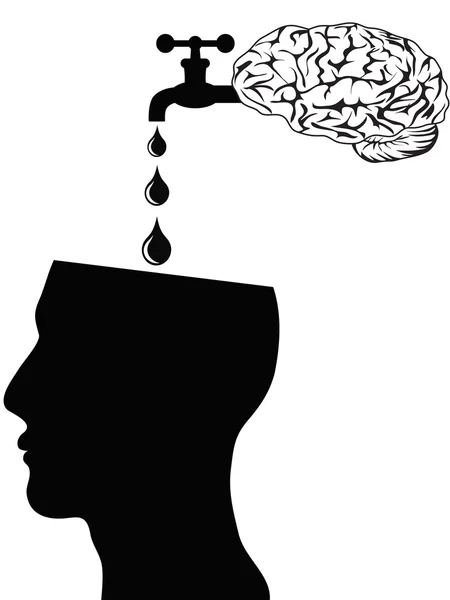 Brain supply water into head — Stock Vector