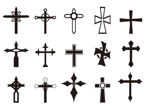 Conjunto de símbolos de cruz religiosa — Archivo Imágenes Vectoriales