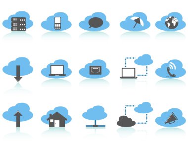 Simple cloud computing icons set,blue series clipart