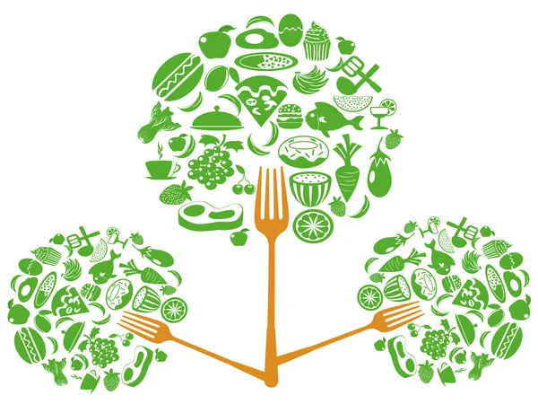 Fourchette alimentaire arbre — Image vectorielle