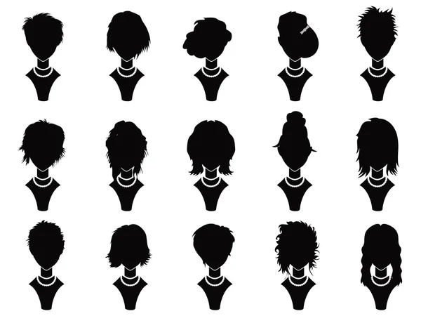Icônes de coiffure pour femme — Image vectorielle