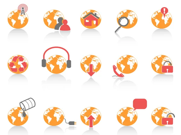 Globe avec icône de l'outil Internet — Image vectorielle
