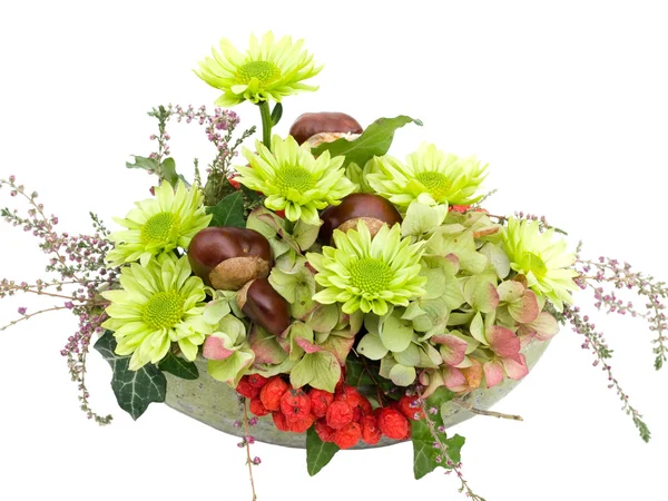 stock image Modern autumal flower arrangement on white