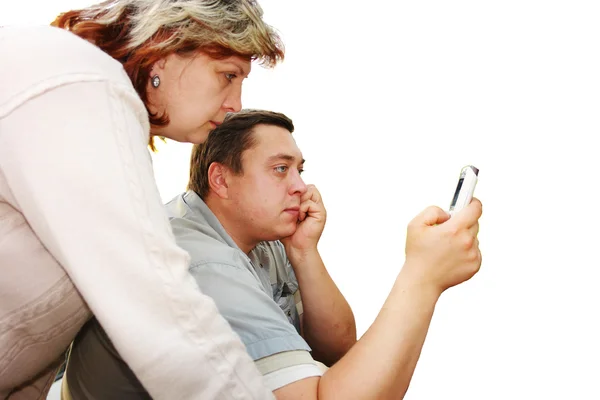 stock image Couple checking the text message