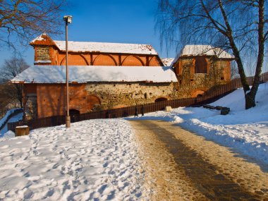 Ruins of Gediminas castle palace in winter, Vilnius clipart