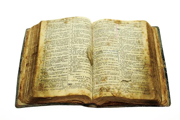 Zeer oude open Bijbel — Stockfoto