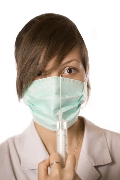 Krankenschwester oder Arzt mit Spritze — Stockfoto