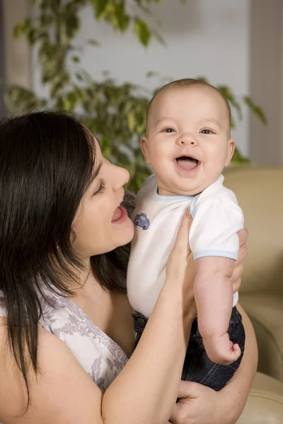 Mother and smiling baby boy — Stock Photo, Image