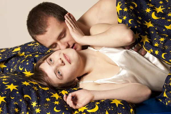 Couple in the bed — Stock Photo, Image