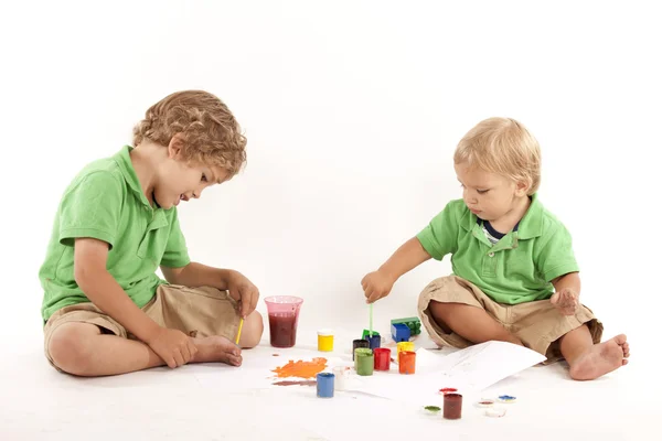 Two boys with paints — Stock Photo, Image