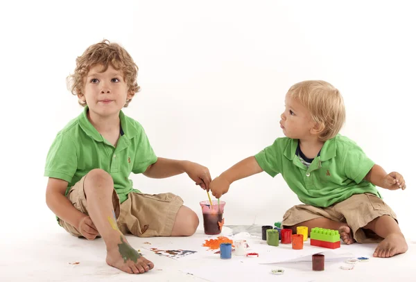 Boys with paints — Stock Photo, Image
