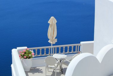 balkon deniz, santorini, Yunanistan