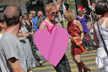 Pink woman at the Gay Pride 2011, Geneva, Switzerland clipart