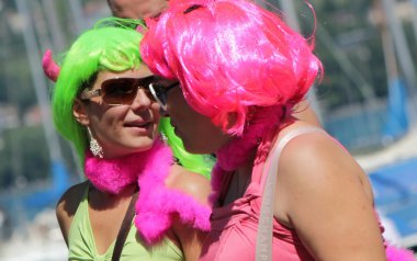 Wigs at the Gaypride parade 2011, Geneva, Switzerland clipart