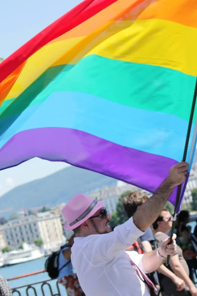 stock image Rainbow flag at the Gaypride 2011, Geneva, Switzerland