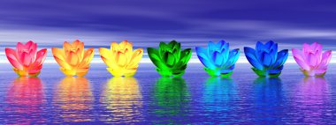 Lily flowers chakras by night clipart